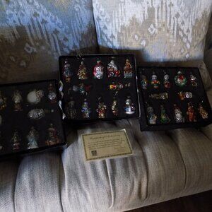2002 Thomas Pacconi Classics 36 Glass Ornaments in Wooden Box Crate with COA